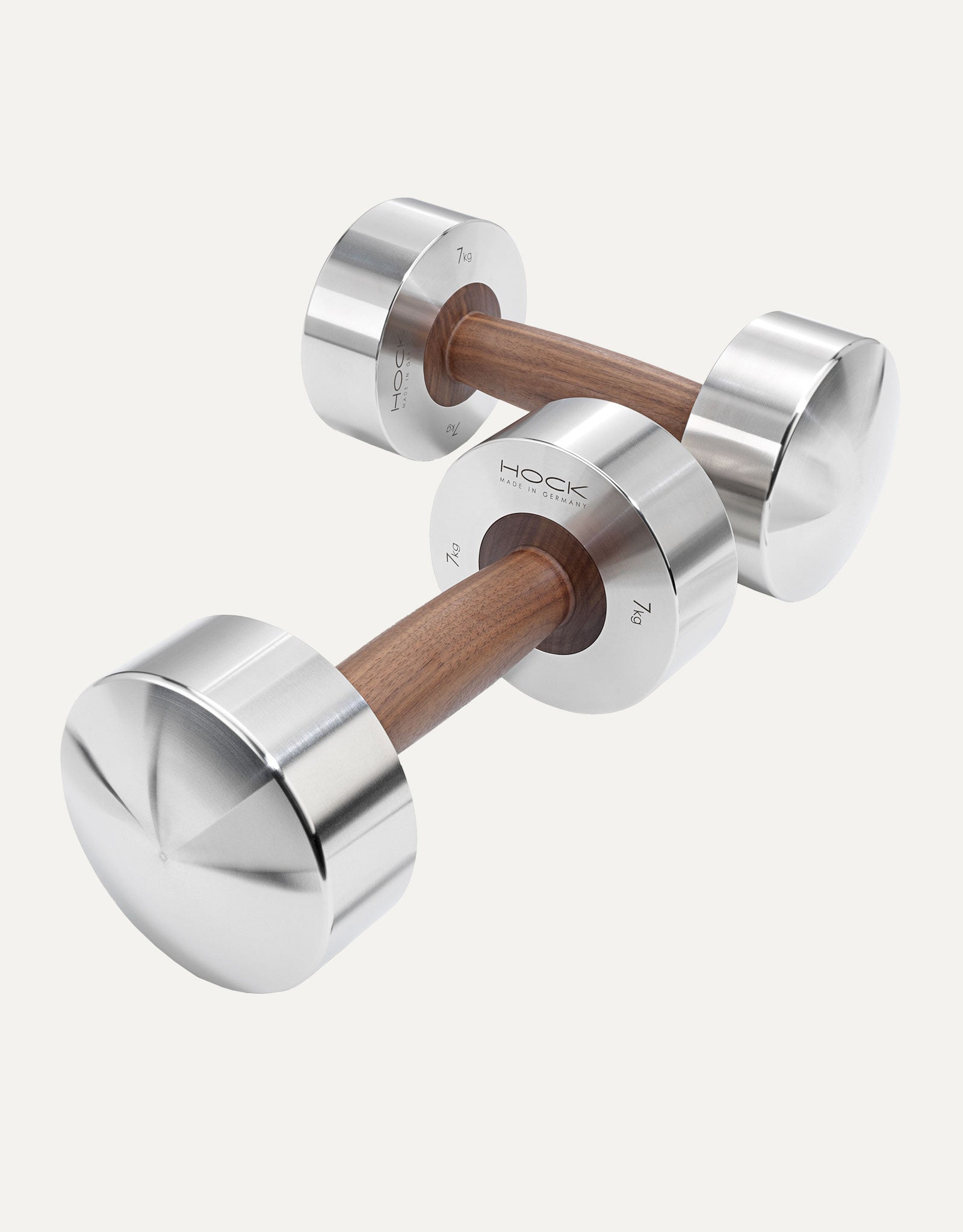 HOCK DISKUS Edelstahl Nussbaum Holz Design Hanteln 7kg