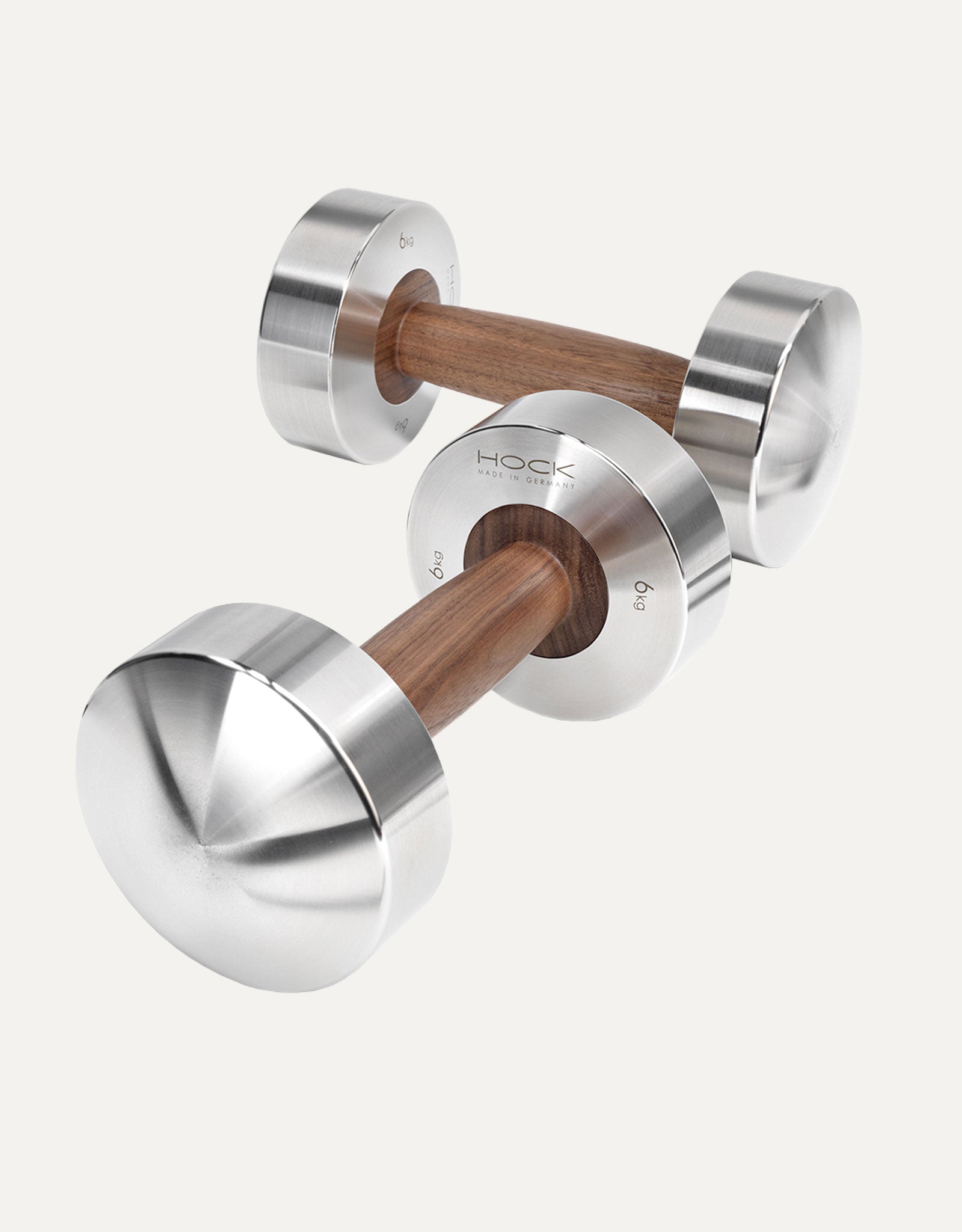 HOCK DISKUS Edelstahl Nussbaum Holz Design Hanteln 6kg