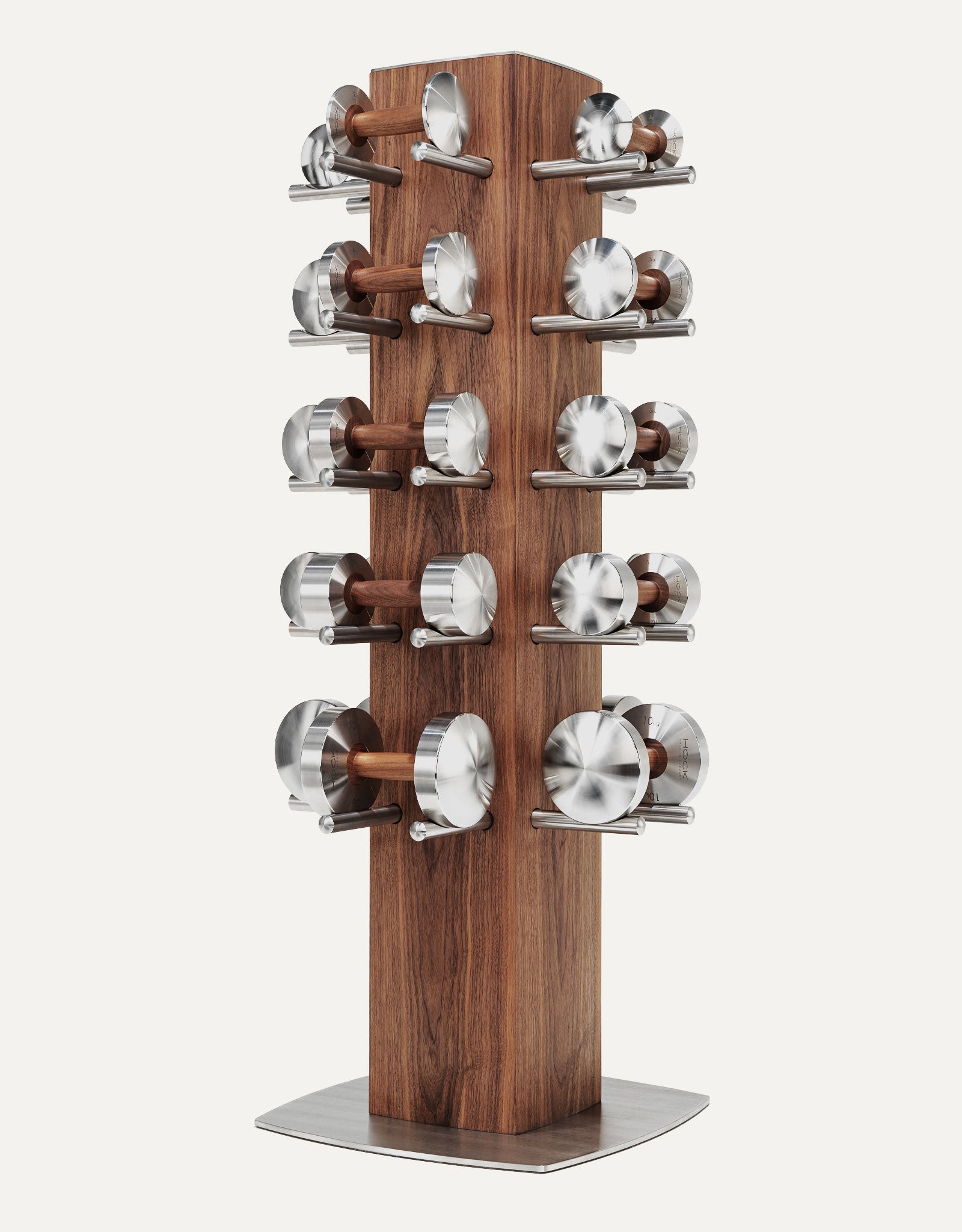 HOCK DISKUS Edelstahl Nussbaum Holz Design Hanteln Supertower 1-12kg